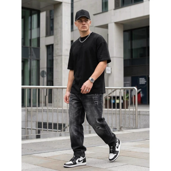 Vyriški juodi oversize marškinėliai Perfect Marškinėliai su užrašais