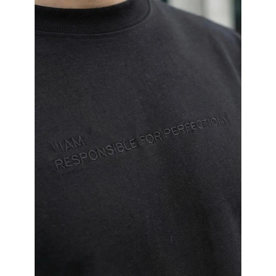 Vyriški juodi oversize marškinėliai Perfect Marškinėliai su užrašais