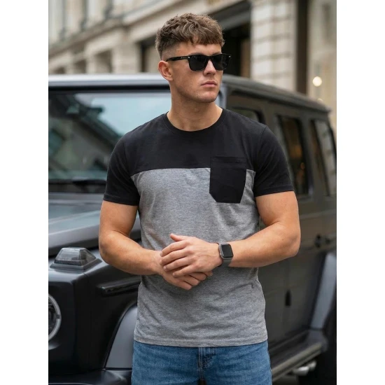 Vyriški pilki/juodi marškinėliai Billy Marškinėliai