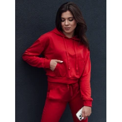 Moteriškas raudonos spalvos džemperis su gobtuvu Trend