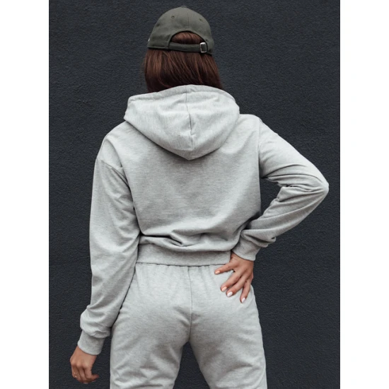 Moteriškas pilkas džemperis su gobtuvu Trend