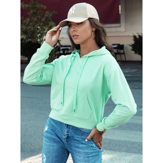 Moteriškas mėtinės spalvos džemperis su gobtuvu Trend