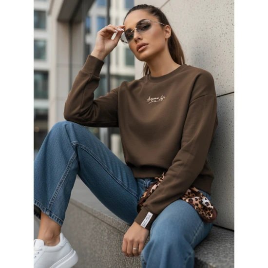 Moteriškas tamsiai rudas džemperis Diva Džemperiai be gobtuvo