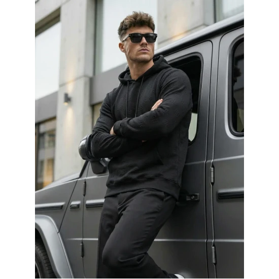 Džemperis su gobtuvu juodas Ifer JS/3B566