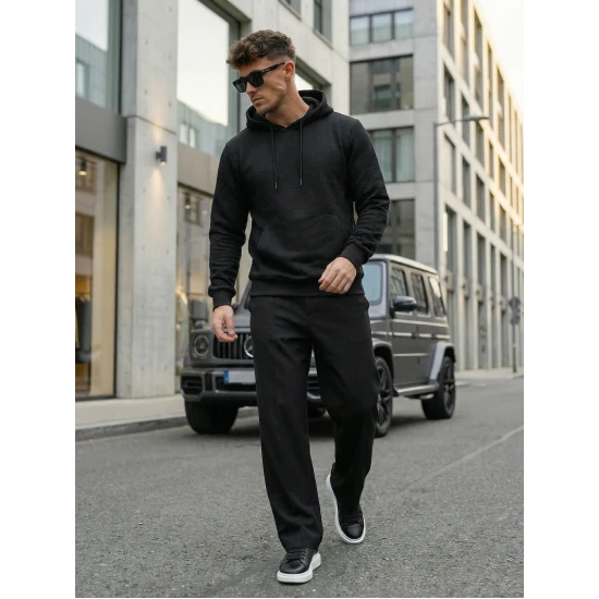 Džemperis su gobtuvu juodas Ifer JS/3B566