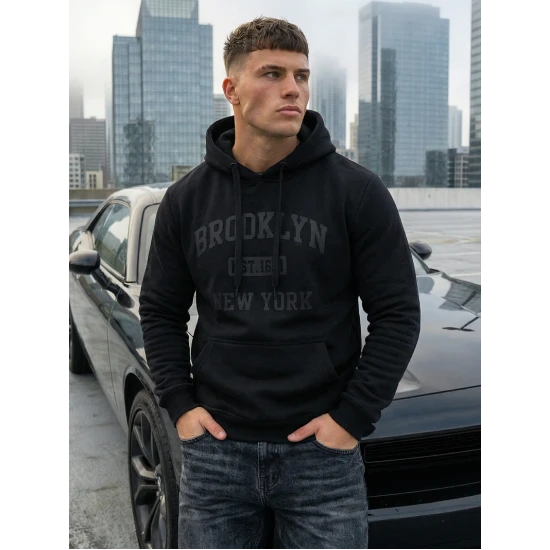 Juodas džemperis su gobtuvu Brooklyn Džemperiai su gobtuvu