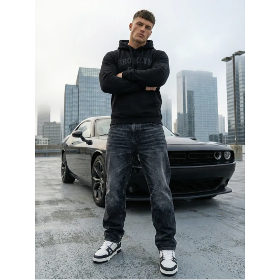 Juodas džemperis su gobtuvu Brooklyn Džemperiai su gobtuvu