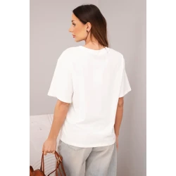 Moteriški balti marškinėliai trumpomis Elin