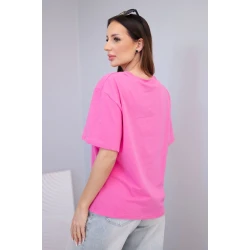 Moteriški rožiniai marškinėliai trumpomis Elin