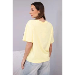 Moteriški geltoni marškinėliai trumpomis Elin