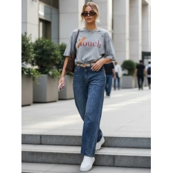 Moteriški platūs mėlyni džinsai Amel