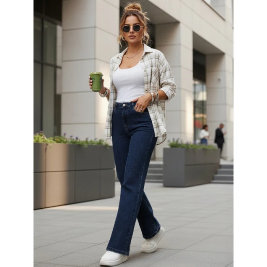 Moteriški tamsiai mėlyni džinsai Lili Džinsai ir Jogeriai