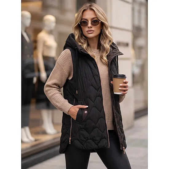 Moteriška juoda dygsniuota limenė Fashion