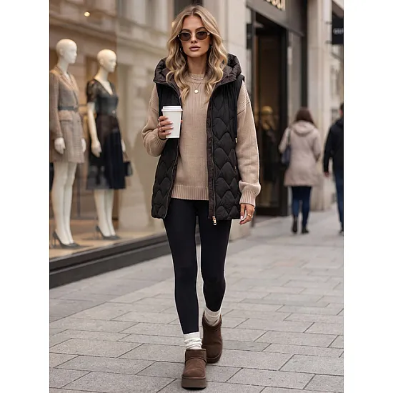 Moteriška juoda dygsniuota limenė Fashion