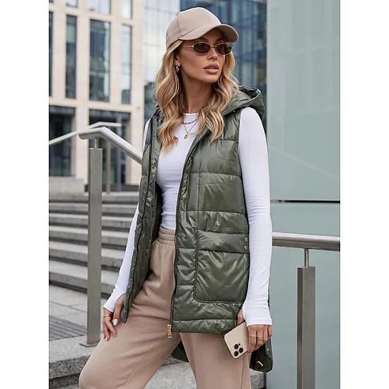 Sieviešu tumši zaļa spīdīga veste Jess Sieviešu vestes
