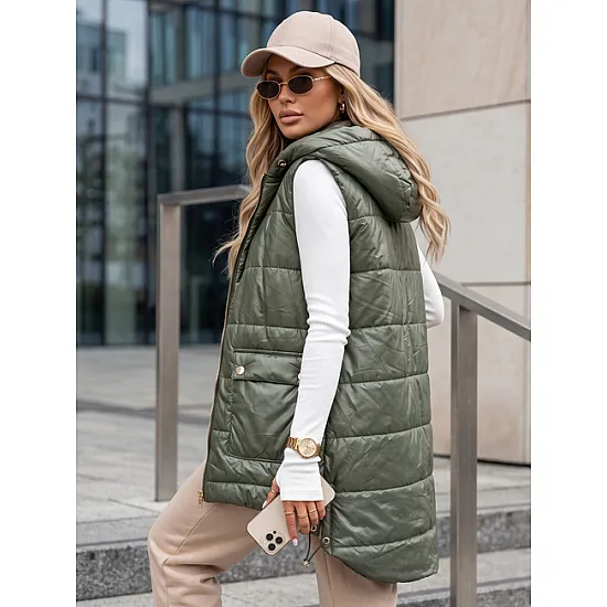 Sieviešu tumši zaļa spīdīga veste Jess Sieviešu vestes