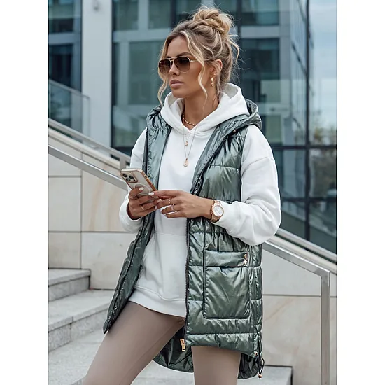 Sieviešu zaļa spīdīga veste Jess Sieviešu vestes