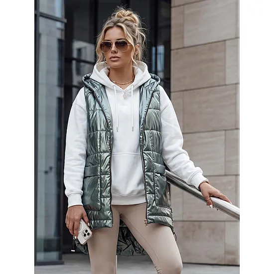 Sieviešu zaļa spīdīga veste Jess Sieviešu vestes