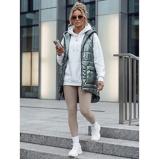 Sieviešu zaļa spīdīga veste Jess Sieviešu vestes