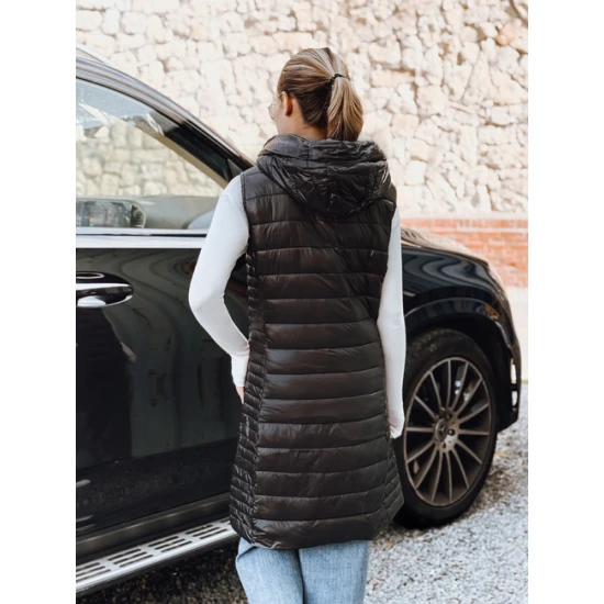 Moteriška juoda liemenė su gobtuvu Warm