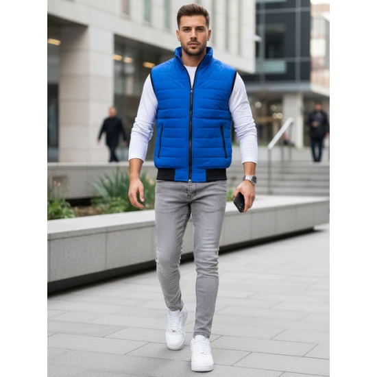 Dygsniuota vyriška mėlyna liemenė Lider Liemenės