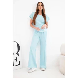 Moteriškas mėtinis komplektas plačiomis kelnėmis Floren