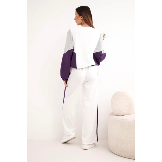 Moteriškas dviejų spalvų laisvalaikio komplektas su violetiniu intarpu Gabi Moteriški komplektai
