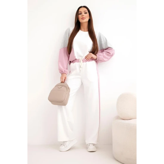 Moteriškas dviejų spalvų laisvalaikio komplektas su tamsiai rožiniu intarpu Gabi Moteriški komplektai