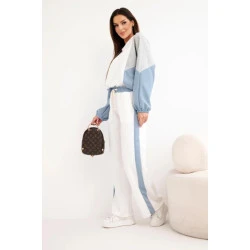 Moteriškas dviejų spalvų laisvalaikio komplektas su mėlynu intarpu Gabi
