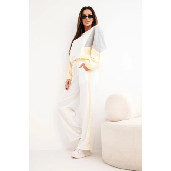 Moteriškas dviejų spalvų laisvalaikio komplektas su geltonu intarpu Gabi Moteriški komplektai