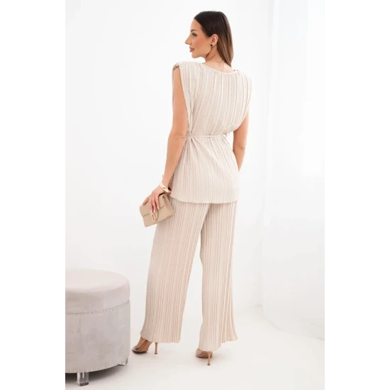 Moteriškas rusvas klostuotas komplektas Nici Moteriški komplektai