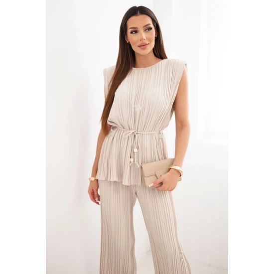 Moteriškas rusvas klostuotas komplektas Nici Moteriški komplektai