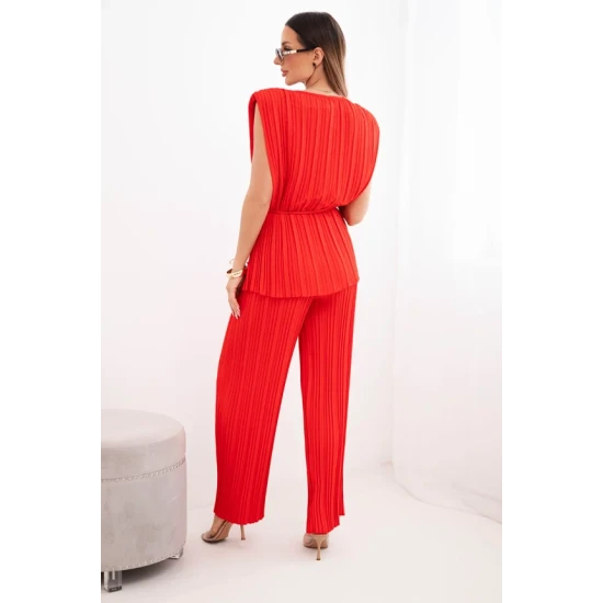 Moteriškas raudonas klostuotas komplektas Nici Moteriški komplektai