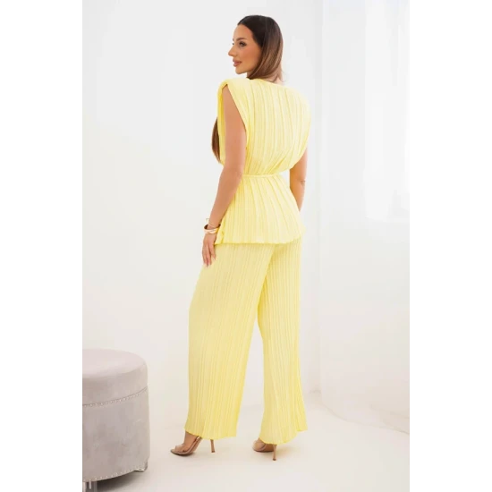 Moteriškas geltonas klostuotas komplektas Nici Moteriški komplektai