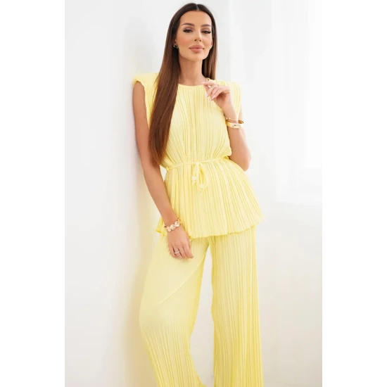 Moteriškas geltonas klostuotas komplektas Nici Moteriški komplektai