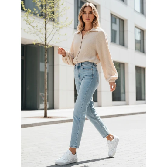 Moteriški muslino rusvi marškiniai Musline Moteriški marškiniai