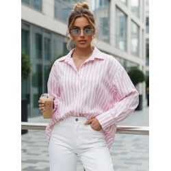 Moteriški oversize rožiniai marškiniai Mona 