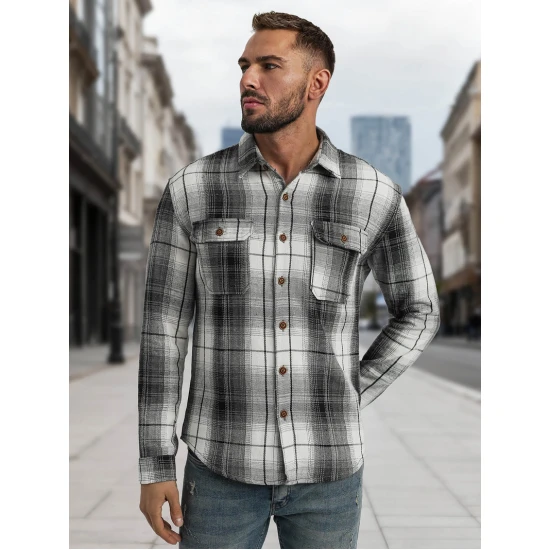 Vyriški juodi/balti flaneliniai marškiniai Cory Marškiniai