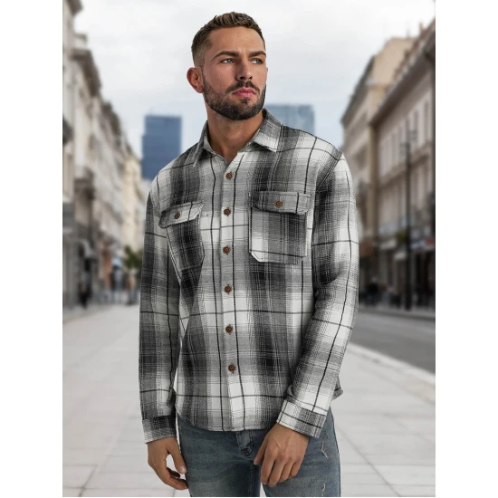 Vyriški juodi/balti flaneliniai marškiniai Cory Marškiniai