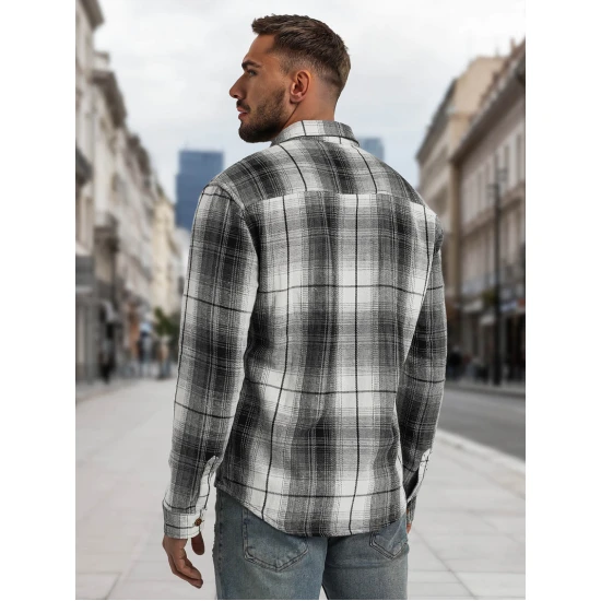 Vyriški juodi/balti flaneliniai marškiniai Cory Marškiniai