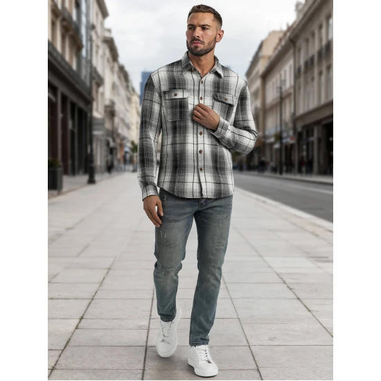 Vyriški juodi/balti flaneliniai marškiniai Cory Marškiniai