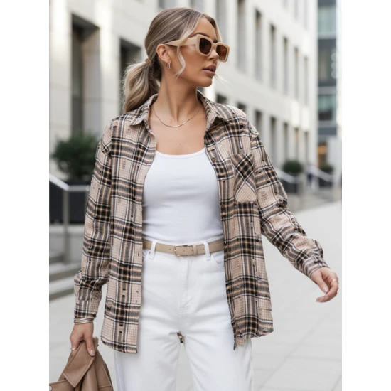 Moteriški rusvi languoti marškiniai Monit Moteriški marškiniai