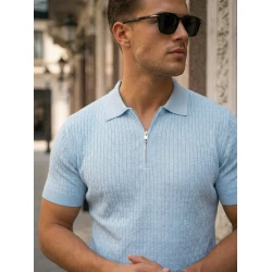 Vyriški mėlyni polo marškinėliai Fast