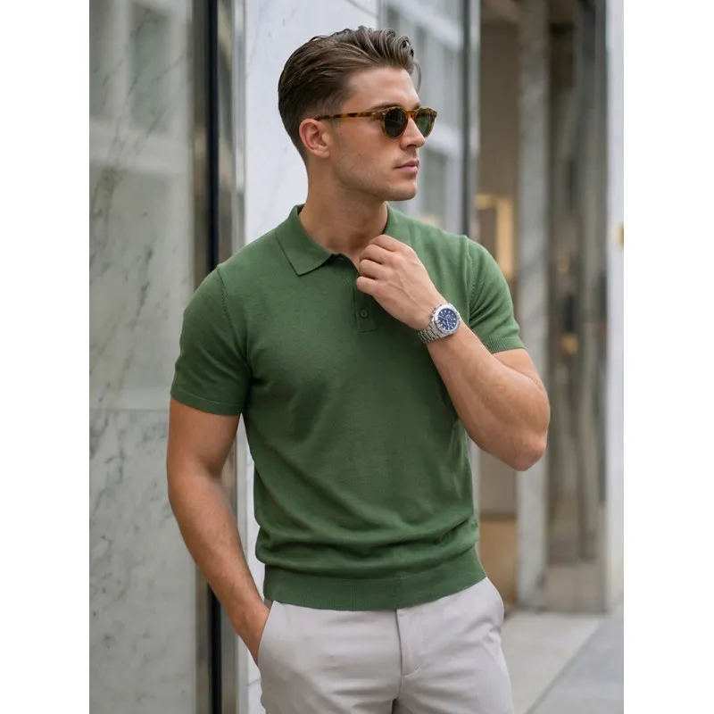 Men's Green Vibe Polo Shirt POLO T-shirt