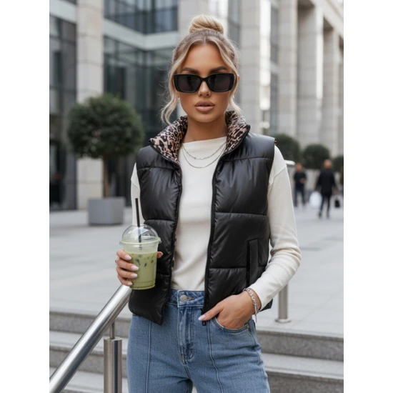 Moteriška juoda dvipusė liemenė Puff Moteriškos liemenės