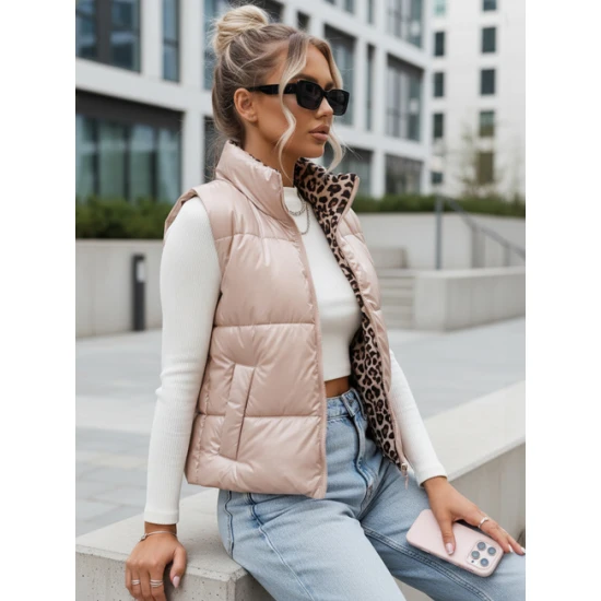 Moteriška šviesiai rožinė dvipusė liemenė Puff Moteriškos liemenės