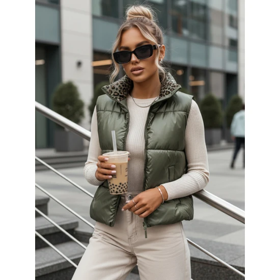 Moteriška žalia dvipusė liemenė Puff Moteriškos liemenės