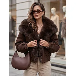 Moteriška tamsiai ruda žieminė striukė Beverly
