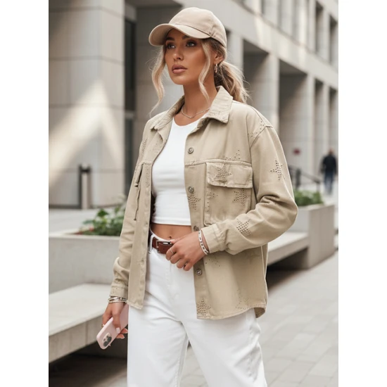 Pereinamojo sezono šviesiai rusva striukė Shine Moteriškos striukės