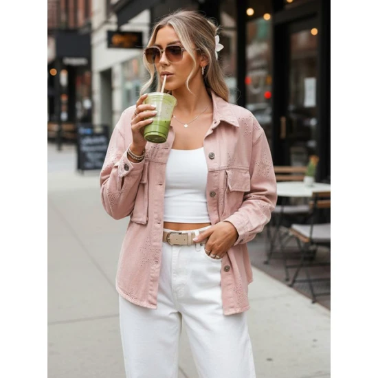 Pereinamojo sezono rožinė striukė Shine Moteriškos striukės